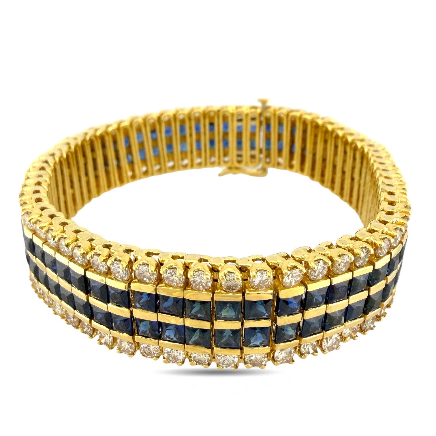 18K Yellow Gold 13.2ct Sapphire and 7.2ct Diamond Bracelet