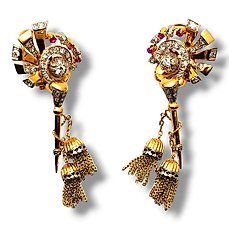 Earrings Amazing 18K Gold and Diamond Long Pendant Earrings 21 Grams - 3.12ct. tw. Diamond (Natural)