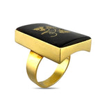 Vintage 14K Yellow Gold Floral Rectangular Ring