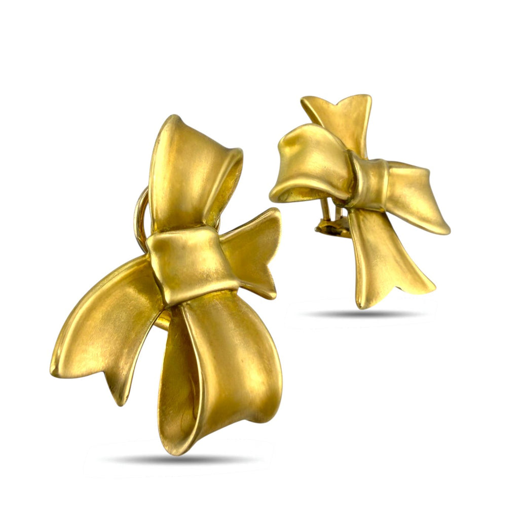 Vintage Angela Cummings 18K Yellow Gold Intertwined Ribbon Earrings