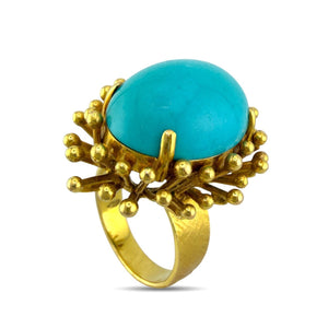 14K Yellow Gold 12.00ct Turquoise Ring