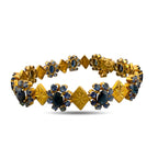 14K Yellow Gold 9.5ct Sapphire Floral Motif Bracelet