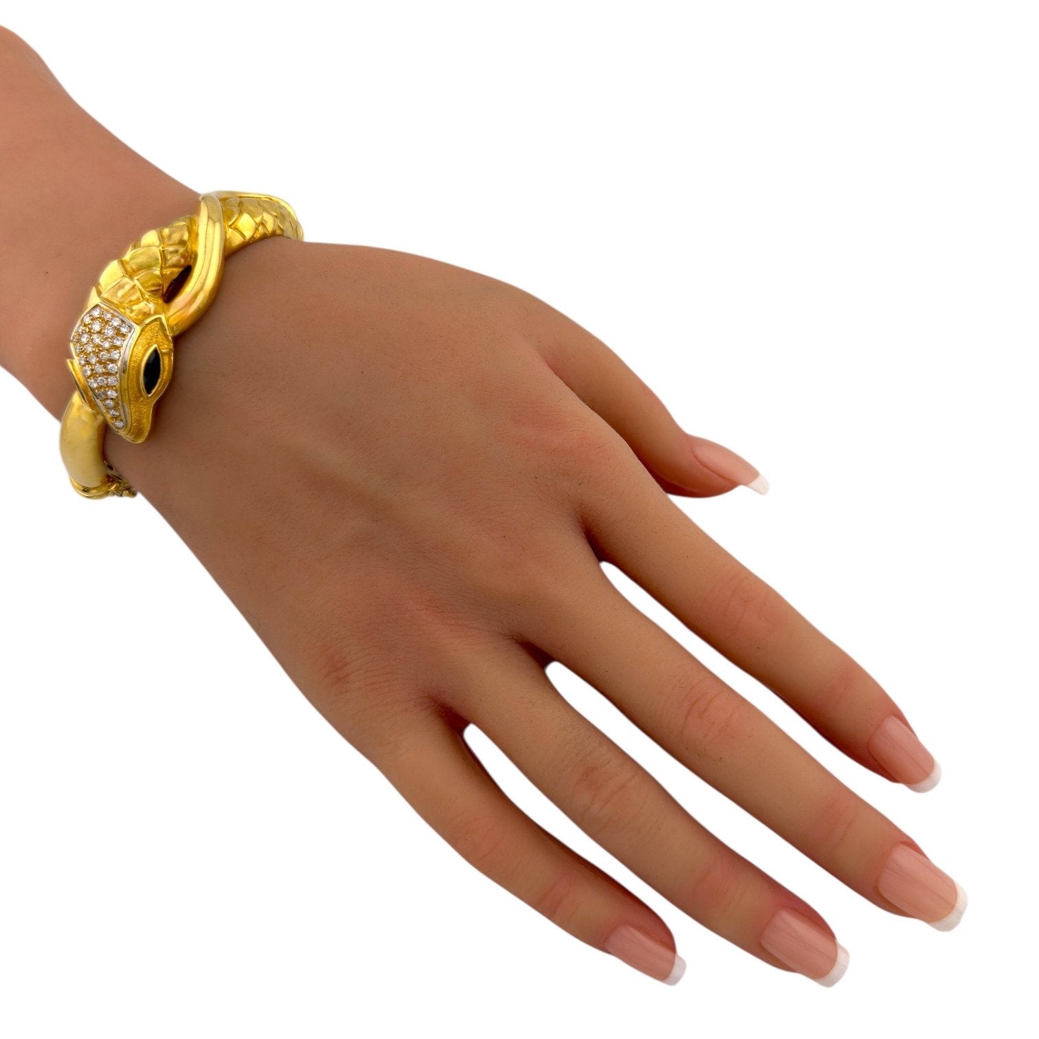 18K Yellow Gold Viper Serpenti 1ct Diamond and 1.2ct Sapphire Bracelet