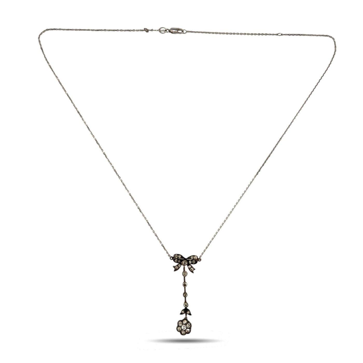 14K White Gold 1ct Diamond Pendant Necklace