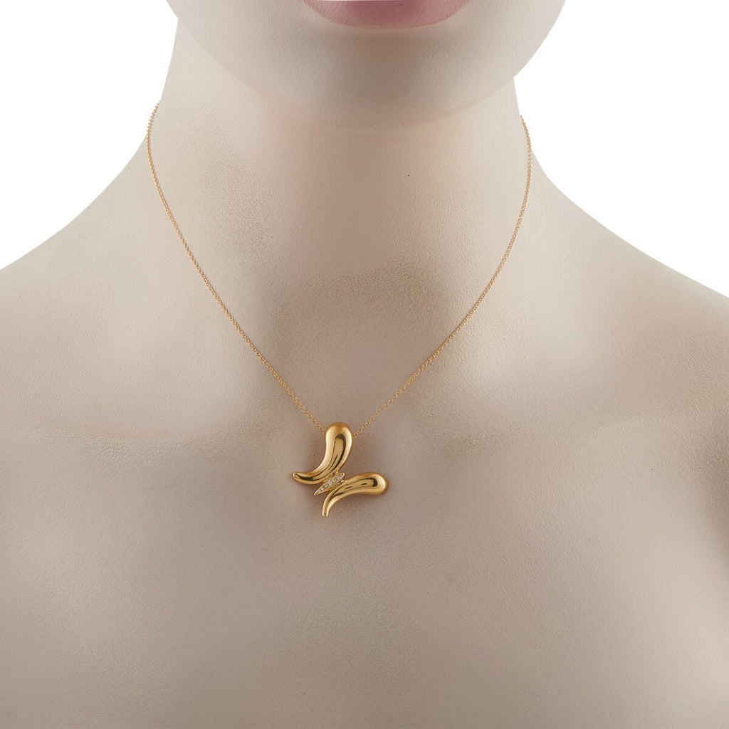 Tiffany & Co. 18K Yellow Gold Diamond Butterfly Necklace
