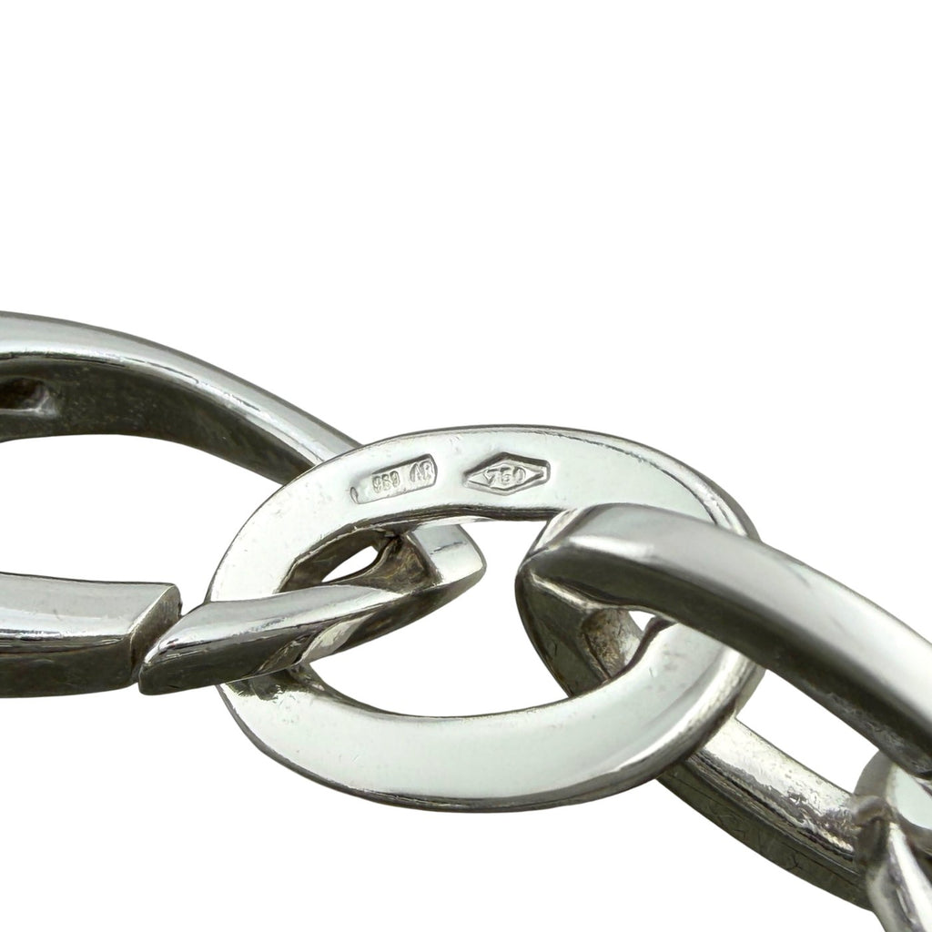 18K White Gold Circle and Oval Link Bracelet