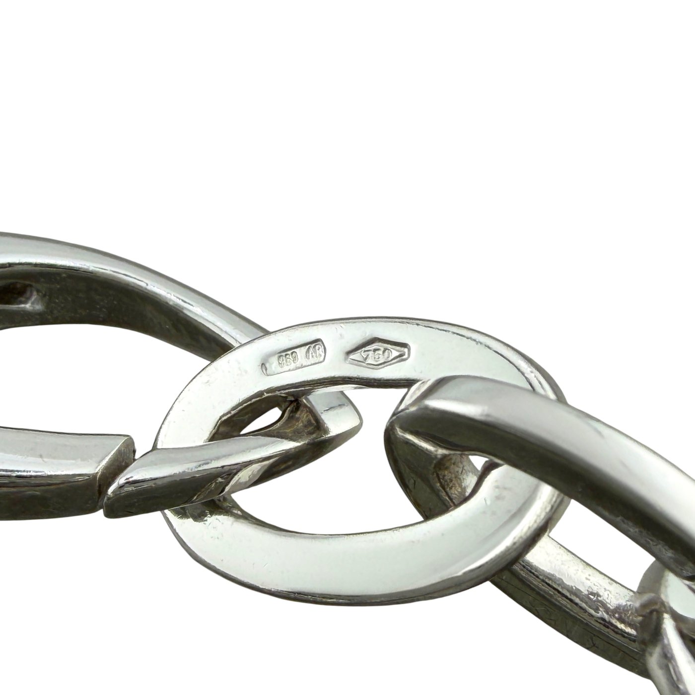 18K White Gold Circle and Oval Link Bracelet