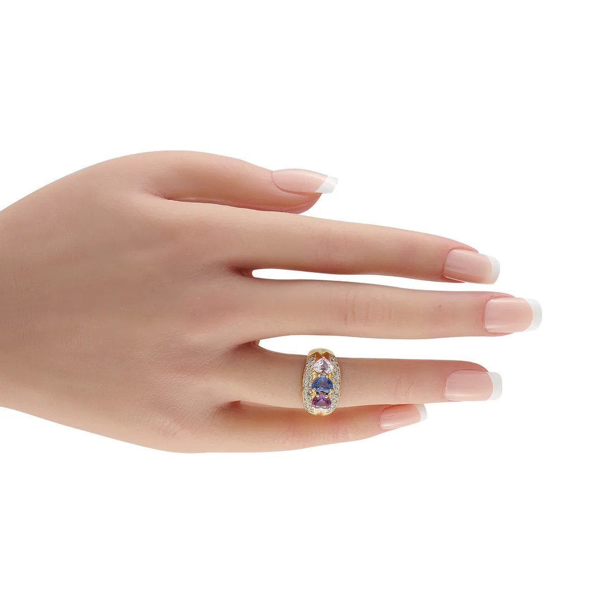 18K Yellow Gold 0.64ct Diamond and Sapphire Ring