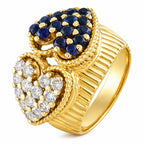 18K Yellow Gold 0.50ct Diamond and Sapphire Ring
