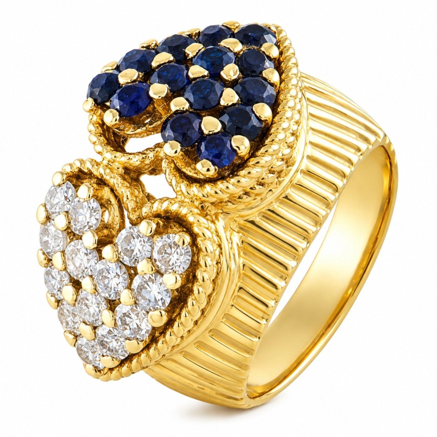 18K Yellow Gold 0.50ct Diamond and Sapphire Ring