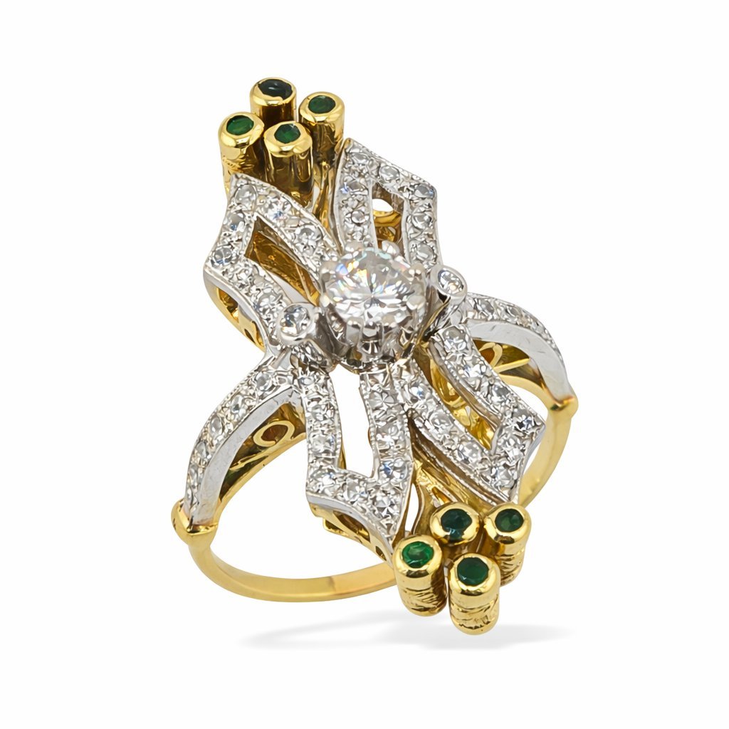 14K Gold 3.35ct Diamond and Sapphire Ring