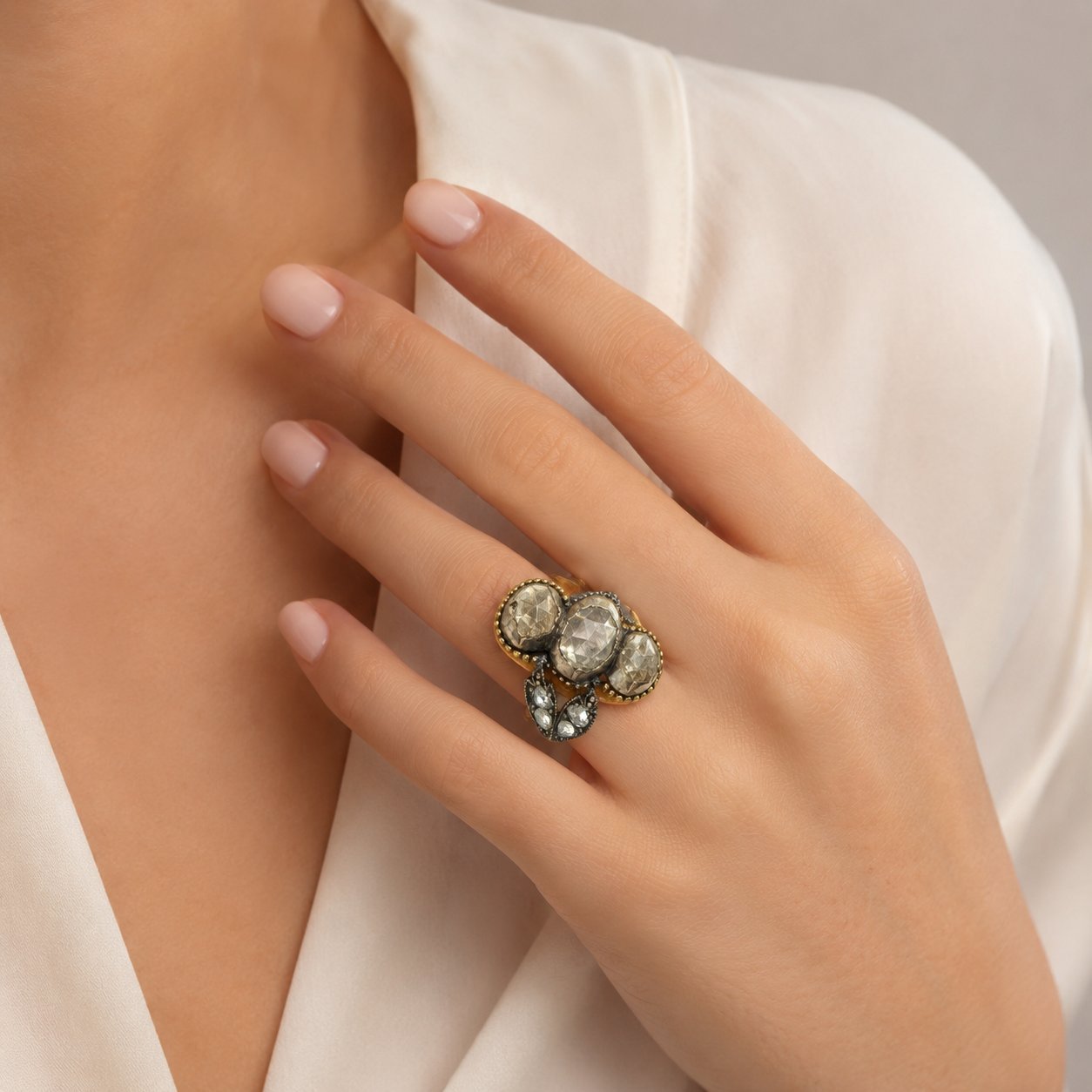 K. Faberge Imperial Russian 14K (56K) 14K Yellow Gold Old Cut 4.20ct Diamond Ring