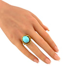 14K Yellow Gold Vintage 8.00ct Turquoise Ring
