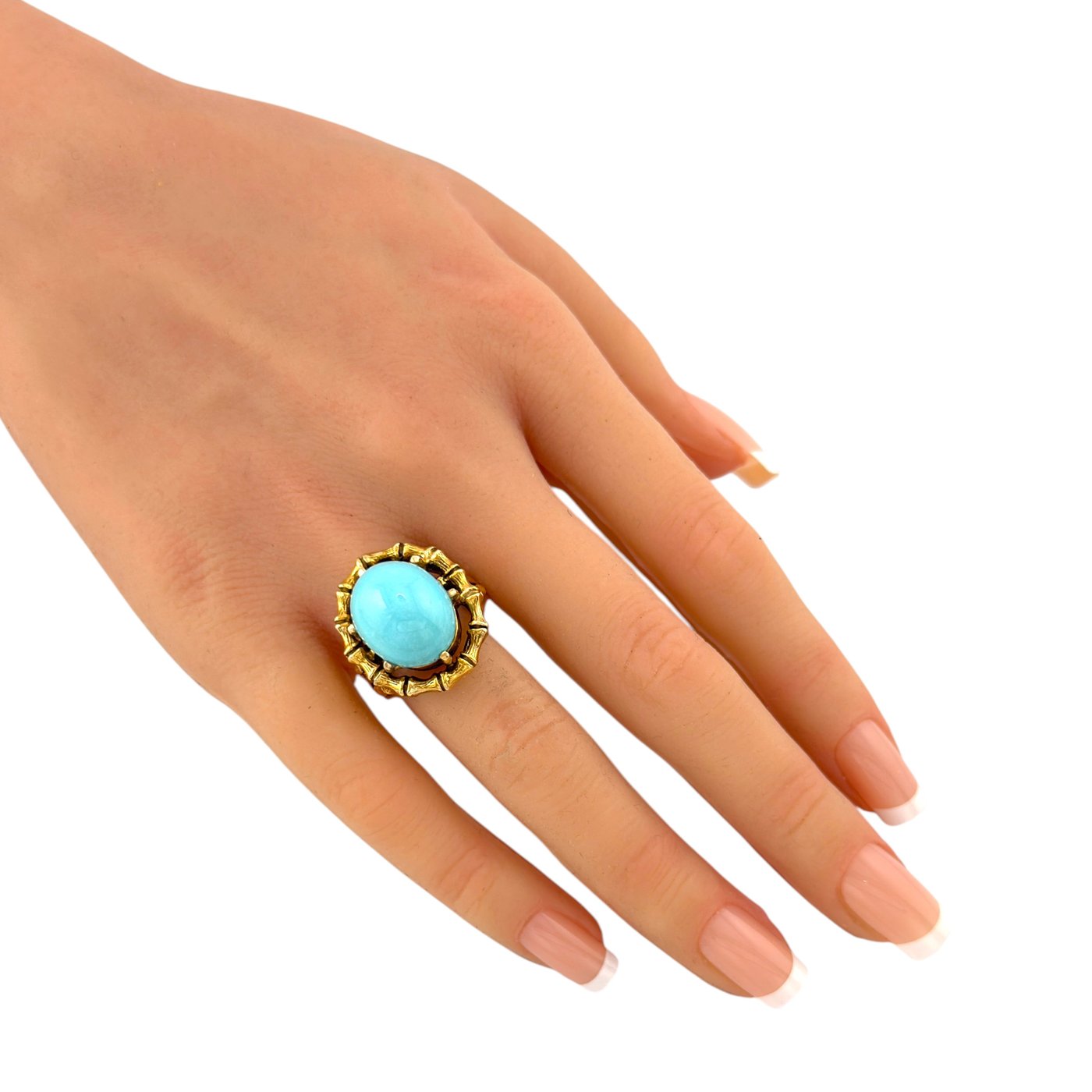 14K Yellow Gold Vintage 8.00ct Turquoise Ring