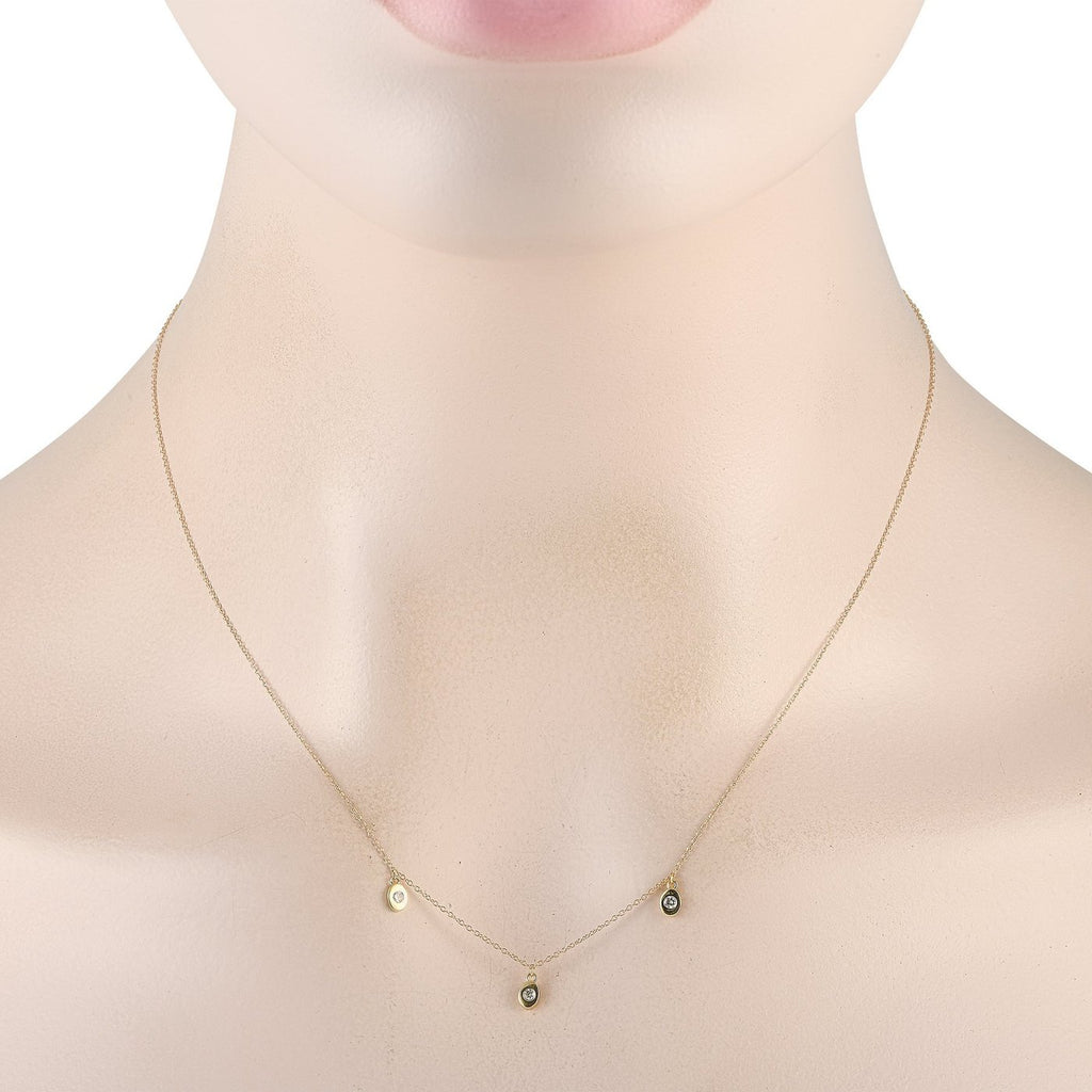 14K Yellow Gold 0.06ct Diamond Station Necklace