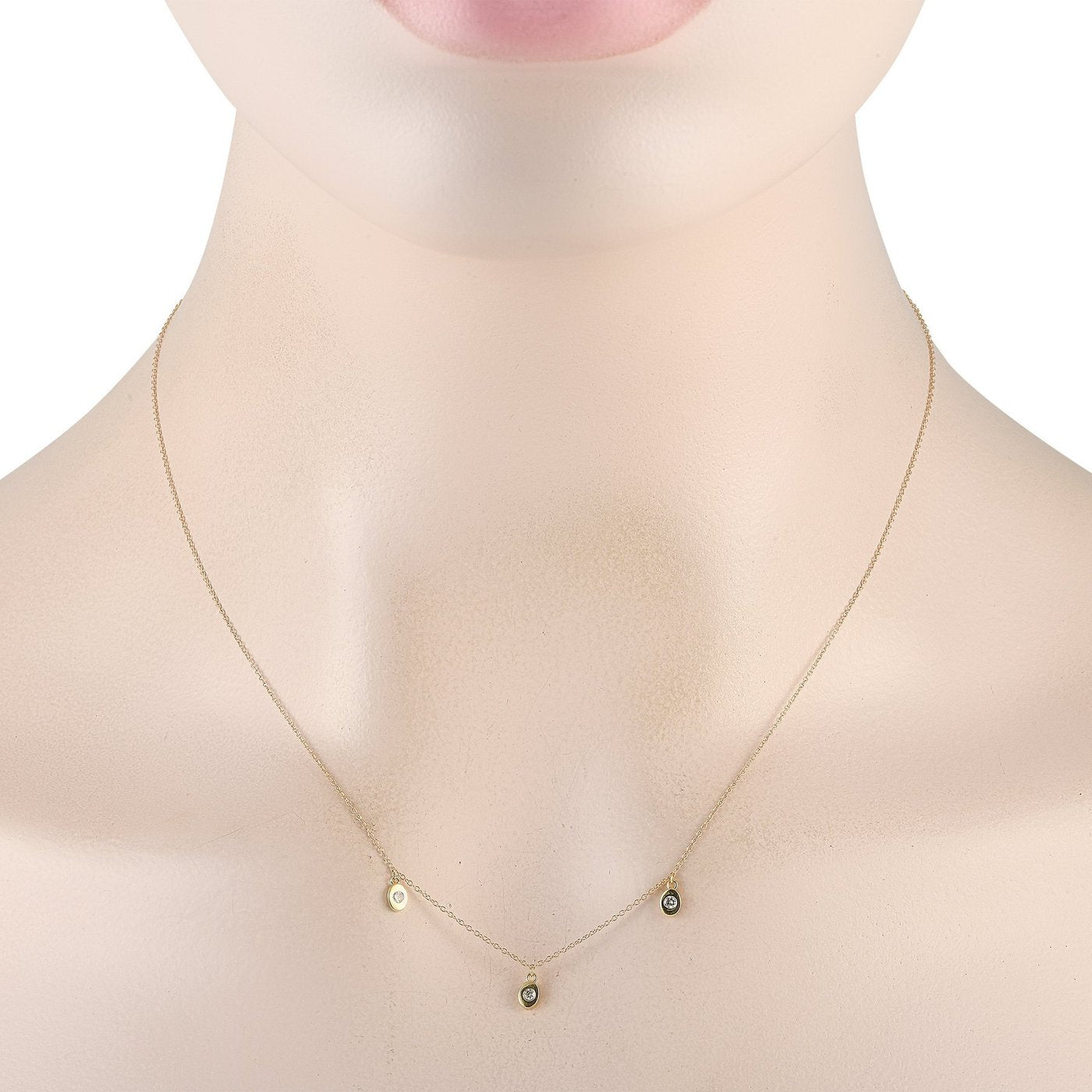 14K Yellow Gold 0.06ct Diamond Station Necklace