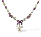 14K Gold Necklace with Natural Rubies and Pearls