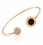Bvlgari Bvlgari Onyx Diamonds 18K Rose Gold Open Cuff Bracelet