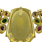 18K Yellow Gold Multi-Gemstone Sculptural Necklace
