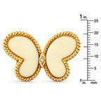 14K Yellow Gold Diamond and White Coral Butterfly Pendant