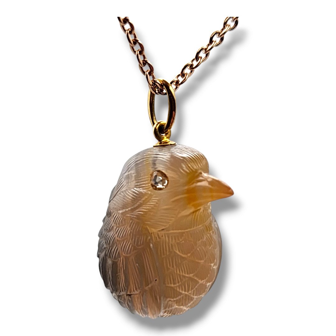A Faberge Jeweled Gold Agate Model, Workmaster Henrik Wigstrom, St. Petersburg, 1908-1917 Pendant