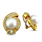 18K Yellow Gold 2.01ct Diamond and Pearl Earrings