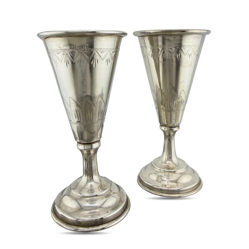 Imperial Russian 84 Zolotnik Silver Pair of Antique Cups