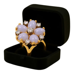 14K Yellow Gold Flower Design Ring with Diamonds