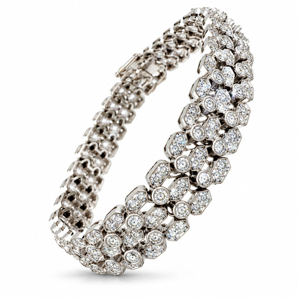 18K white gold diamond link bracelet with flexible chain