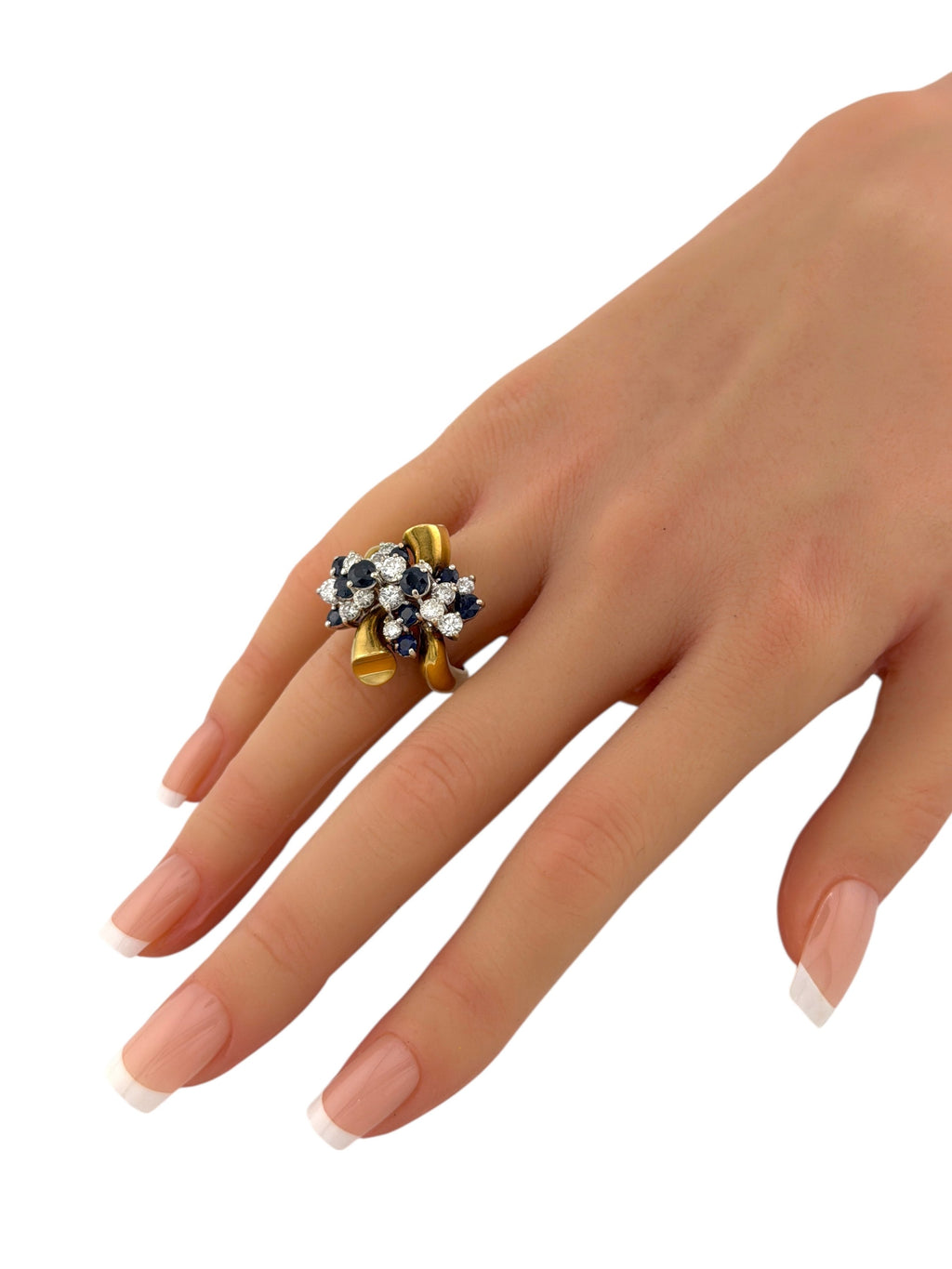 Vintage 14K Yellow Gold 2.56ct Diamond and Sapphire Ring