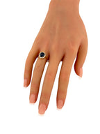 14K Yellow Gold 2.25ct Teal Sapphire and 0.28ct Diamond Ring