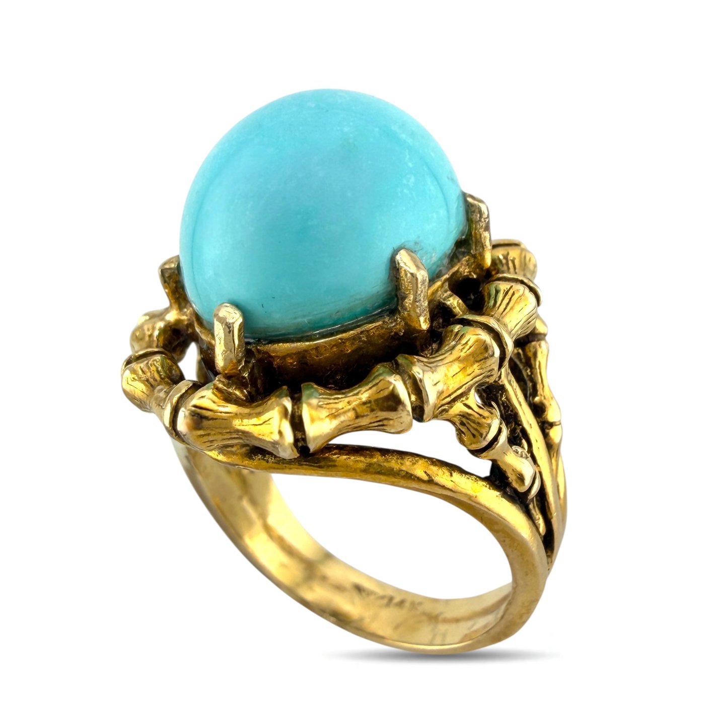 14K Yellow Gold Vintage 8.00ct Turquoise Ring