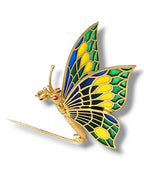 Plique-à-jour Enamel and Diamond Brooch Butterfly