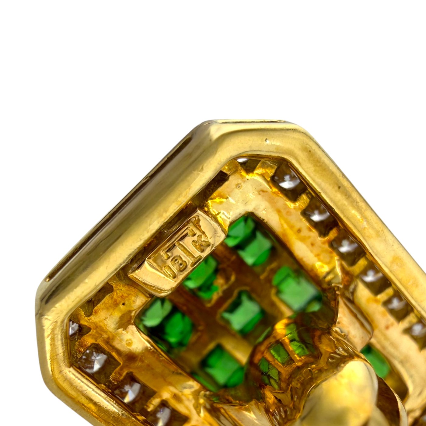 18K Yellow Gold 0.75ct Diamond and Emerald Cufflinks