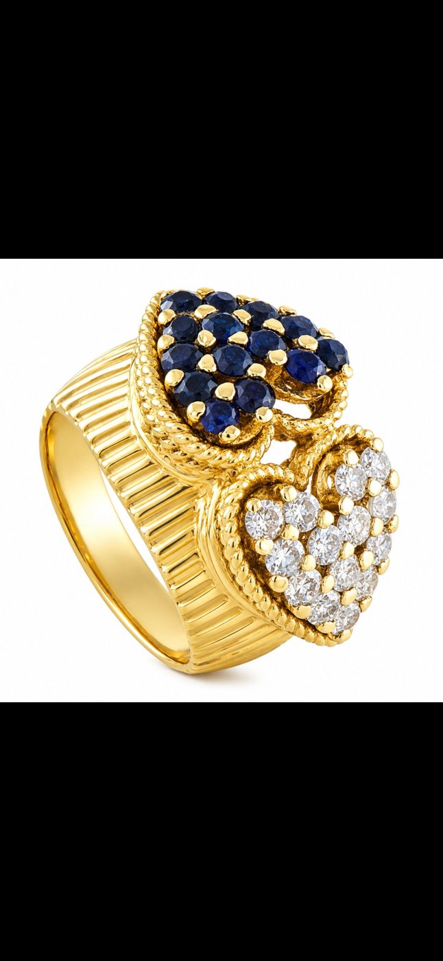 18K Yellow Gold 0.50ct Diamond and Sapphire Ring
