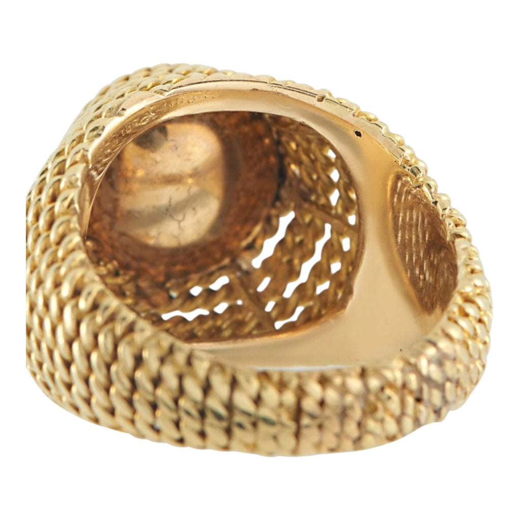 Boucheron Vintage 18K Yellow Gold and 4ct Natural Sapphire Rope Dome Ring