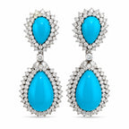 Earrings GIA Certified Turquoise and 12.02ct Diamond 950 Platinum Convertible Earrings Pendant Set