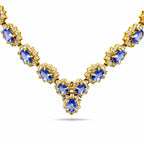 18K Yellow Gold 25ct Tanzanite and 10.5ct Diamond Necklace