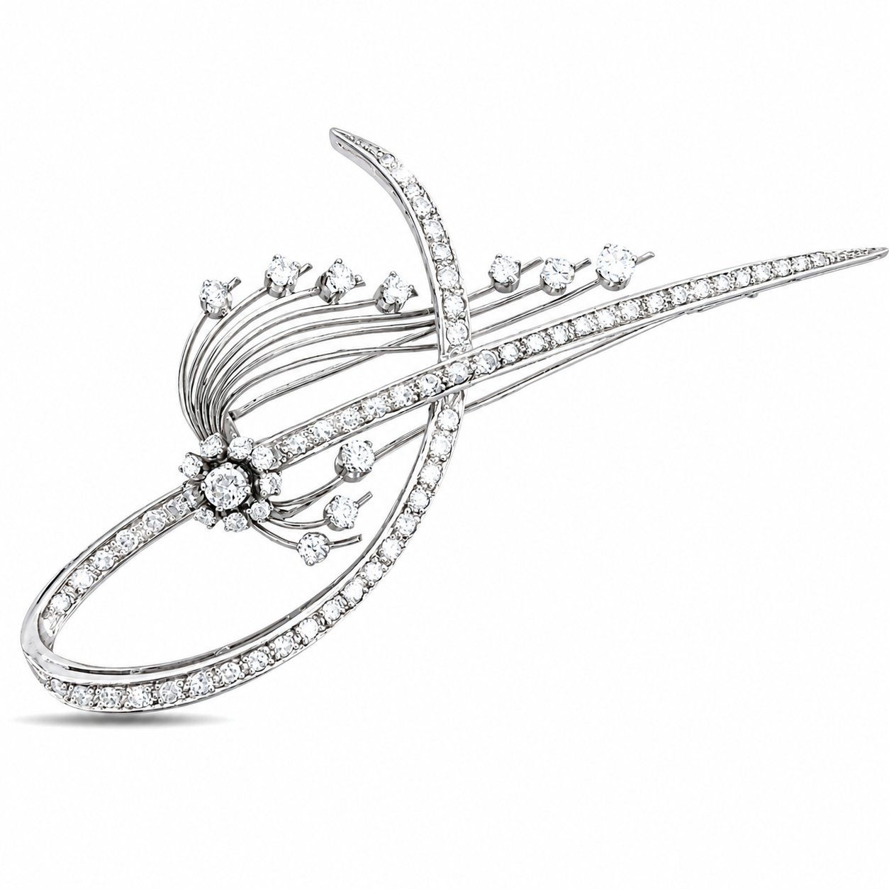 Platinum 4.0ct Diamond Brooch (Very Large)