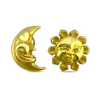 14K Yellow Gold Sun and Moon Sculpted Earrings