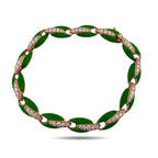 18K Rose Gold Green Enamel and 1.33ct Diamond Link Bracelet