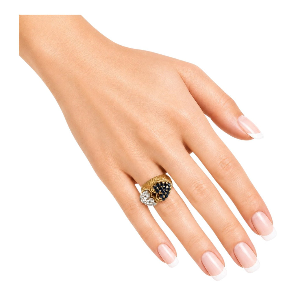 18K Yellow Gold 0.50ct Diamond and Sapphire Ring