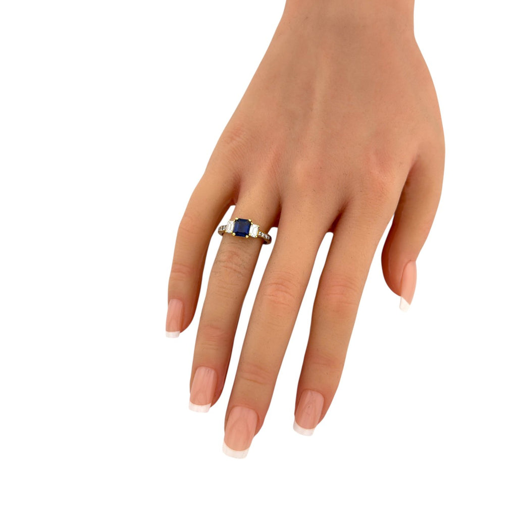 18K Yellow Gold 1.25ct Sapphire and 1ct Diamond Ring