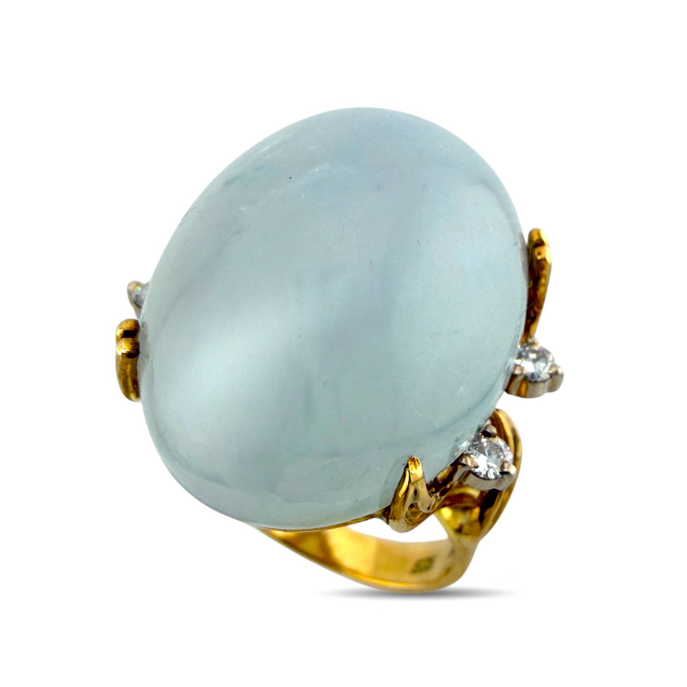GIA Certified 14K Yellow Gold 16.0ct Jadeite Jade and Diamond Ring