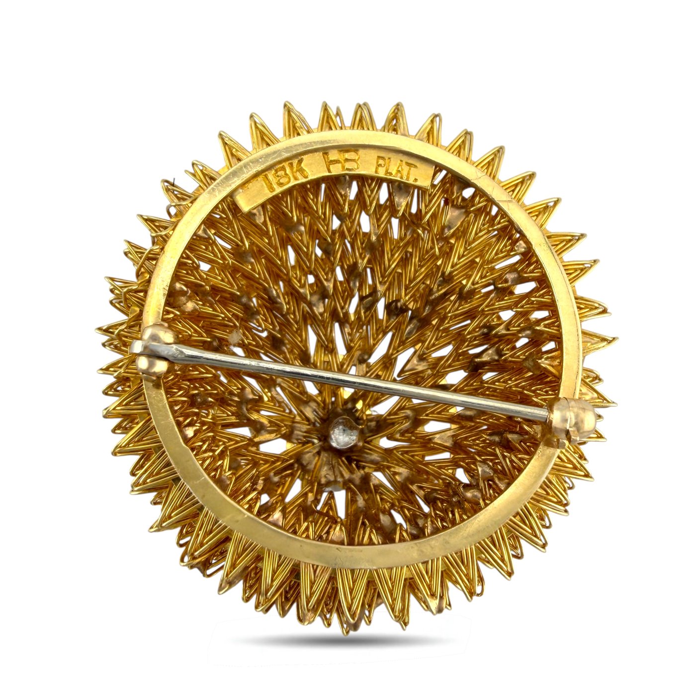 Hammerman Brothers 18K Yellow Gold 0.54ct Diamond Radiant Triangle Brooch