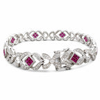 18K White Gold 2.0ct Diamond and 0.32ct Ruby Bracelet