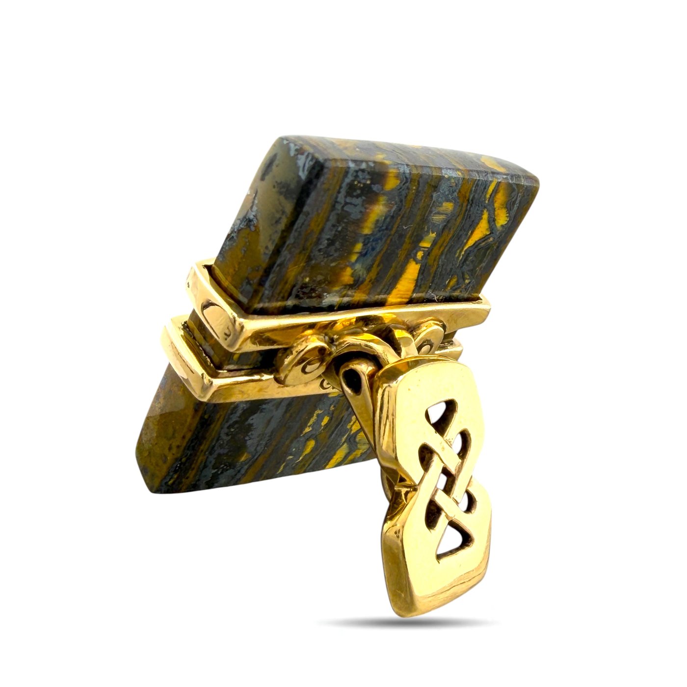 14K Yellow Gold Fossil Stone Cufflinks