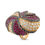 18K Rose Gold 0.62ct Diamond and 0.6ct Ruby Twisting Ring