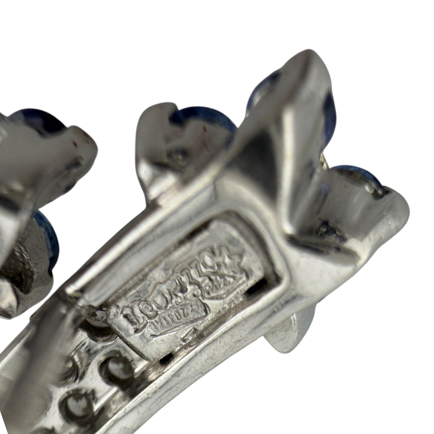 Leo Pizzo 18K White Gold 1.0ct Diamond and 2ct Sapphire Floral Earrings