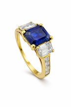 18K Yellow Gold 1.25ct Sapphire and 1.0ct Diamond Ring